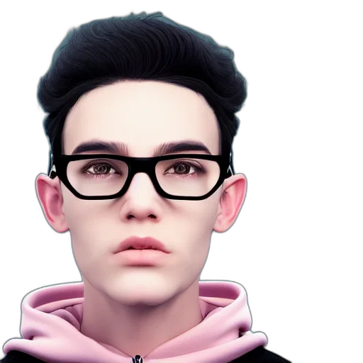 face, jacket, 3d render, cartoon transparent PNG cut-out