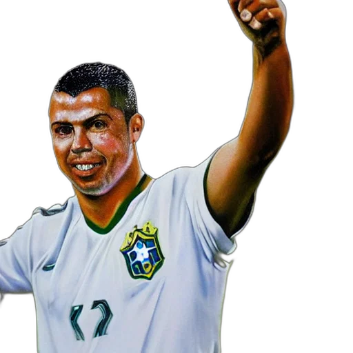 photorealistic, oil painting, portrait, ronaldo, fenomeno, brazilian, luis, nazario transparent PNG cut-out