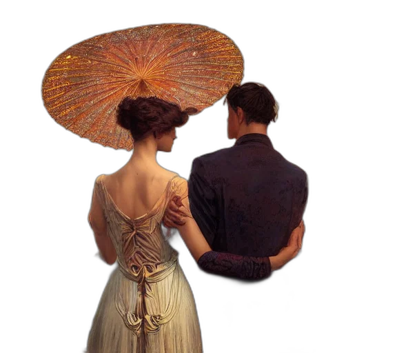 umbrella, dress, hat, crown, oil painting, photorealistic, concept art, watercolor transparent PNG cut-out