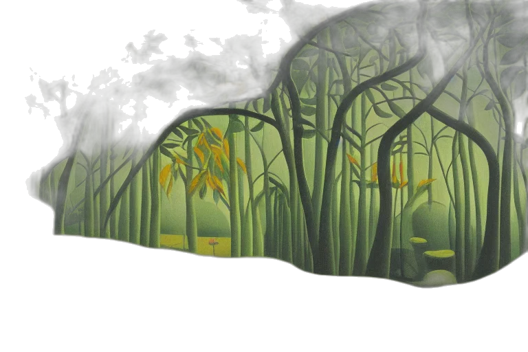 concept art, fantasy art, photorealistic, watercolor, forest, fog, rain, snow transparent PNG cut-out