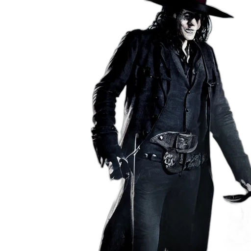 jacket, hat, staff, weapon transparent PNG cut-out