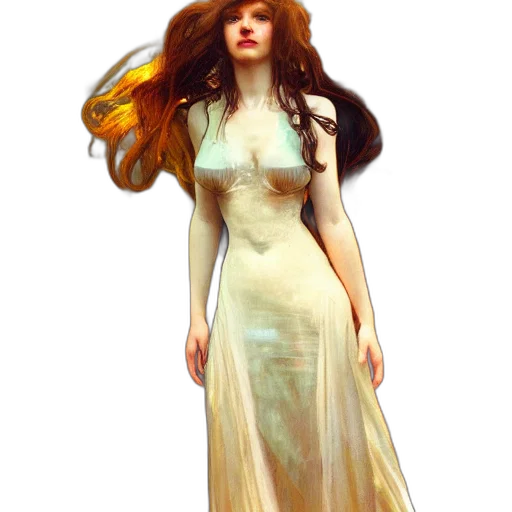 dress, hair, crown, fantasy art transparent PNG cut-out