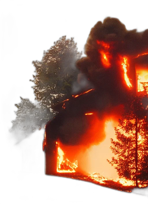 fire, house, burning, down transparent PNG cut-out
