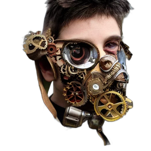 mask, face, jewelry, robot, cyberpunk, concept art, photorealistic, 3d render transparent PNG cut-out