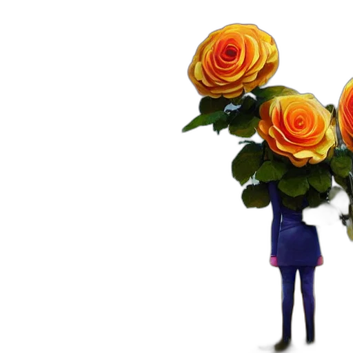 flower, crown, dress, 3d render, concept art, photorealistic, cartoon, portrait transparent PNG cut-out