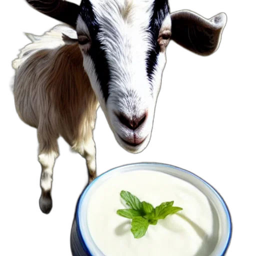 food, animal, photorealistic, photo, goat, eating, yogurt transparent PNG cut-out