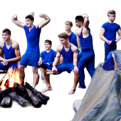 concept art, fire, blue, male, college, gymnasts, performing, stunts transparent PNG cut-out