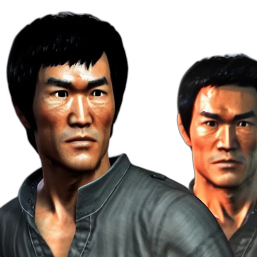 photorealistic, 3d render, concept art, comic book art, screenshot, bruce, lee, uncharted transparent PNG cut-out