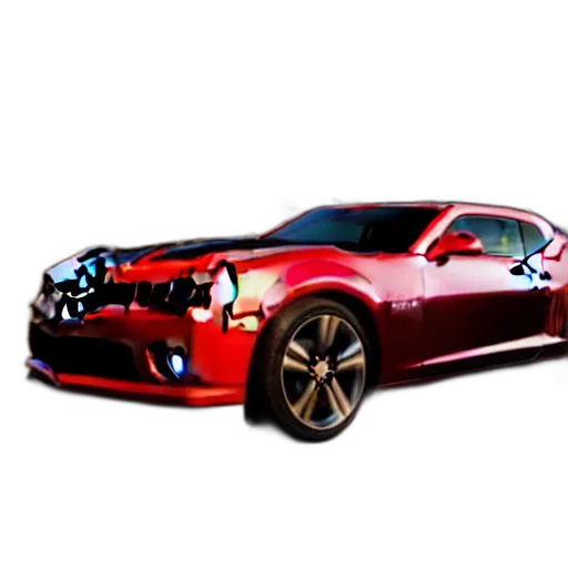 car, 3d render, photorealistic, concept art, chevrolet, camaro, red, dead transparent PNG cut-out