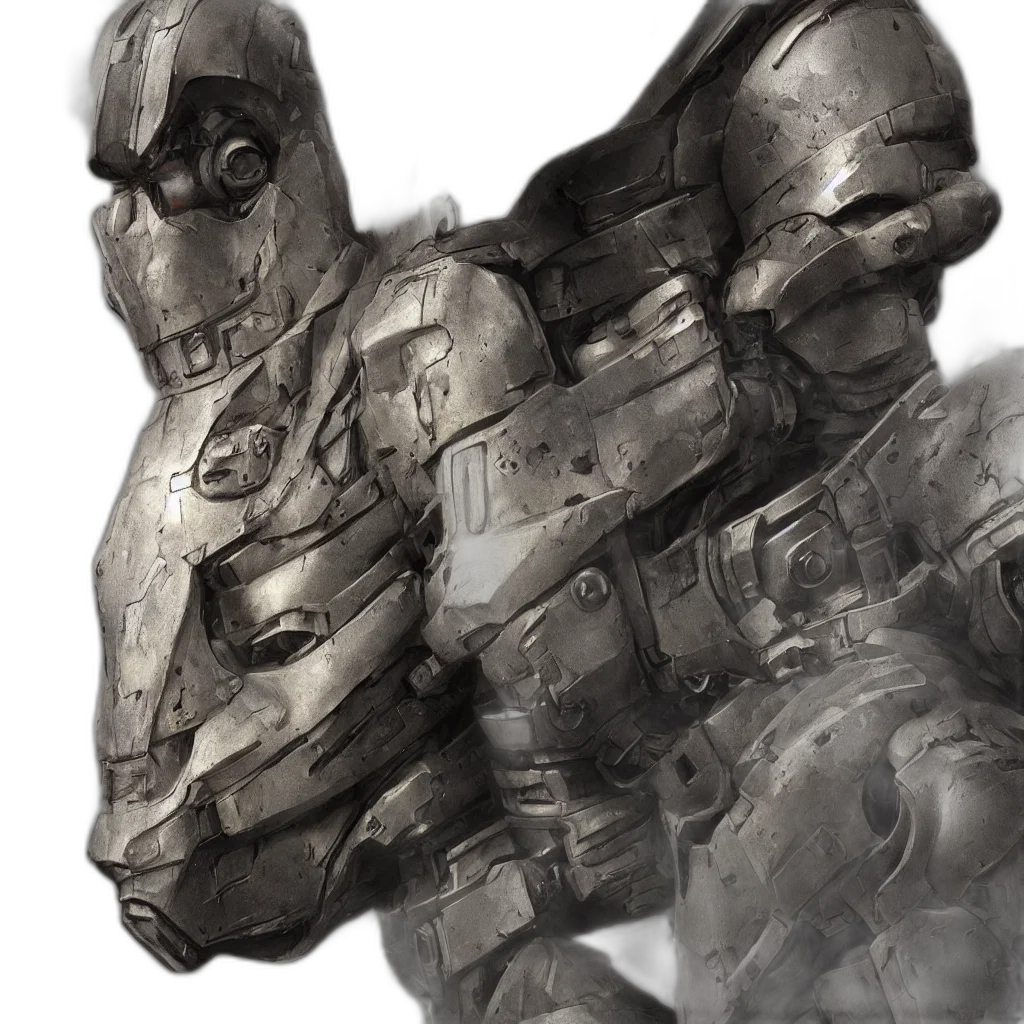 robot, mask, weapon, animal, concept art, 3d render, fantasy art, comic book art transparent PNG cut-out
