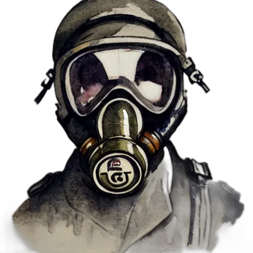 mask, face, jacket, weapon, concept art, photorealistic, watercolor, comic book art transparent PNG cut-out
