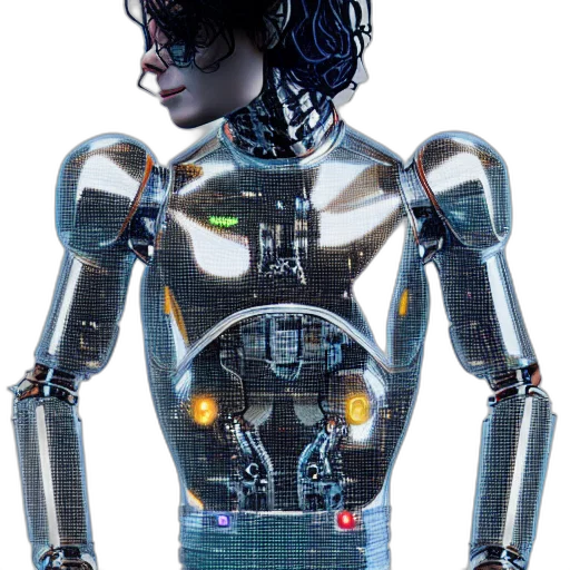 robot, cyberpunk, concept art, 3d render, comic book art, photo, michael, jackson transparent PNG cut-out