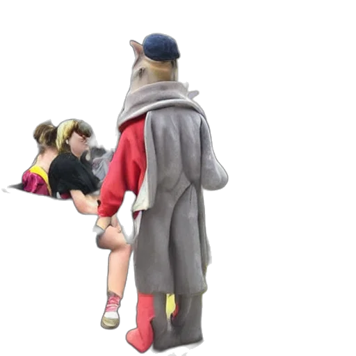 hat, jacket, staff, 3d render, concept art, gray, yellow, pony transparent PNG cut-out
