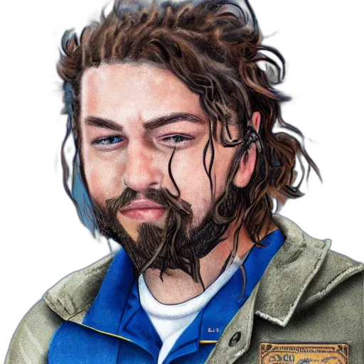 jacket, face, hair, staff transparent PNG cut-out