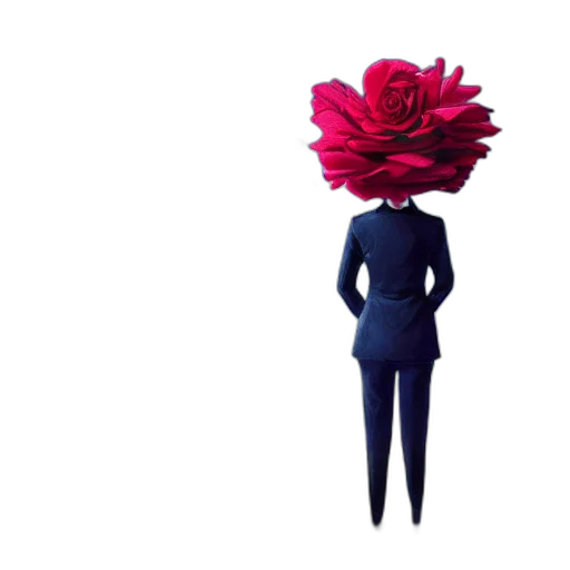 flower, dress, crown, hair, 3d render, concept art, pixel art, red transparent PNG cut-out