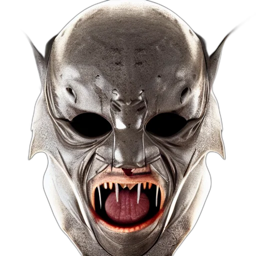 mask, face, creature, animal, concept art, photorealistic, comic book art, 3d render transparent PNG cut-out