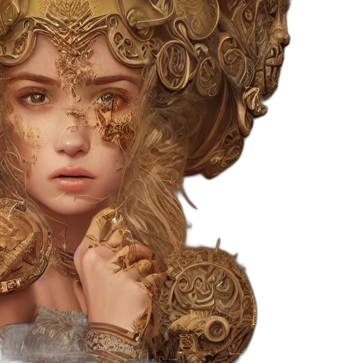 crown, face, mask, jewelry, fantasy art, concept art, photorealistic, oil painting transparent PNG cut-out