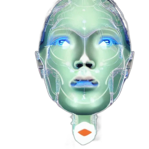 face, mask, robot, 3d render, what, actually, looks, like transparent PNG cut-out
