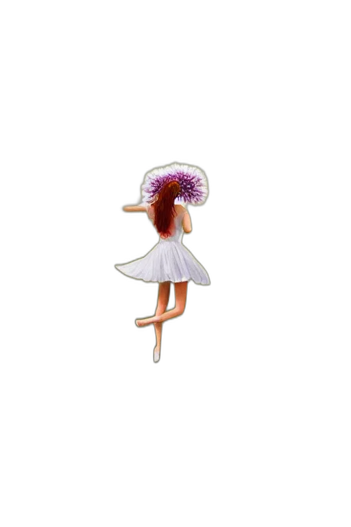 hat, dress, flower, staff transparent PNG cut-out