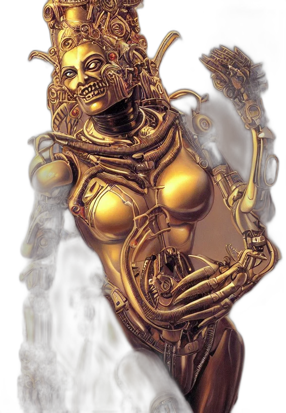 robot, jewelry, mask, staff transparent PNG cut-out