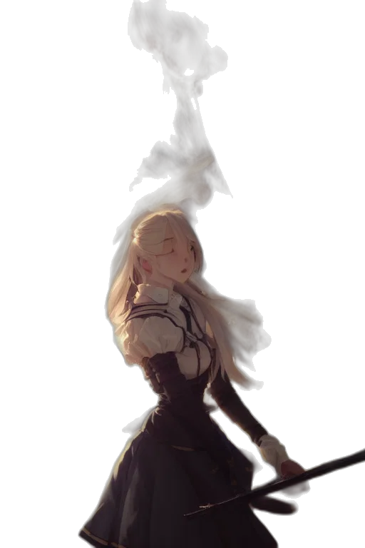dress, sword, hair, dragon transparent PNG cut-out