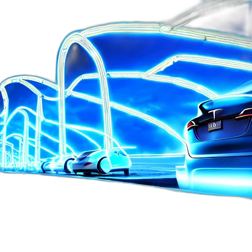 car, concept art, 3d render, cyberpunk transparent PNG cut-out