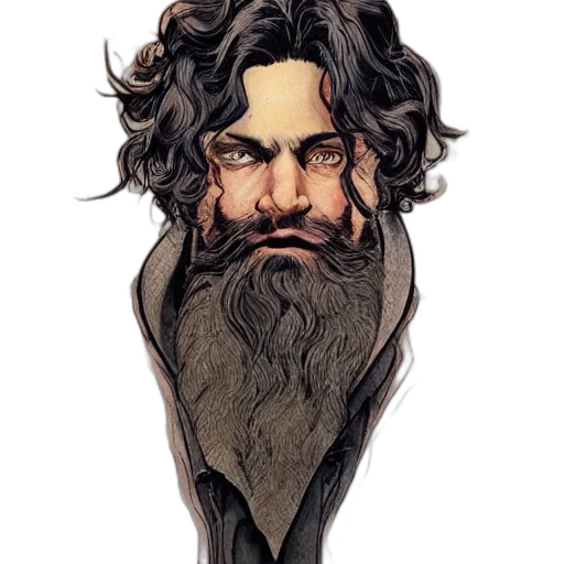hair, face, mask, staff, fantasy art, concept art, comic book art, watercolor transparent PNG cut-out