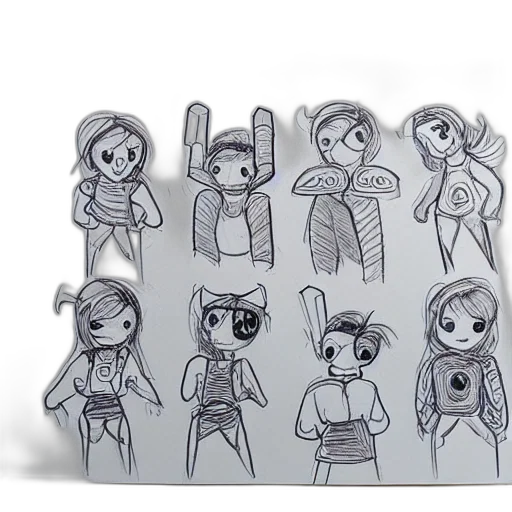 concept art, cartoon, comic book art, pencil sketch transparent PNG cut-out