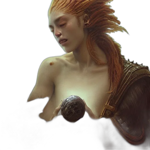 dragon, creature, hair, mask, fantasy art, concept art, photorealistic, 3d render transparent PNG cut-out