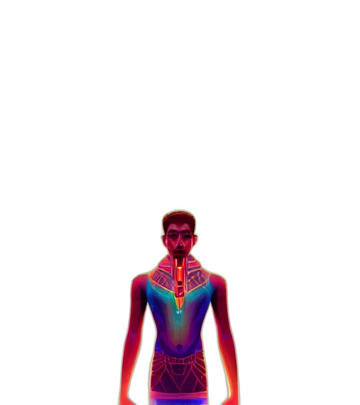 mask, robot, creature, jewelry, vaporwave, cyberpunk, 3d render, pixel art transparent PNG cut-out