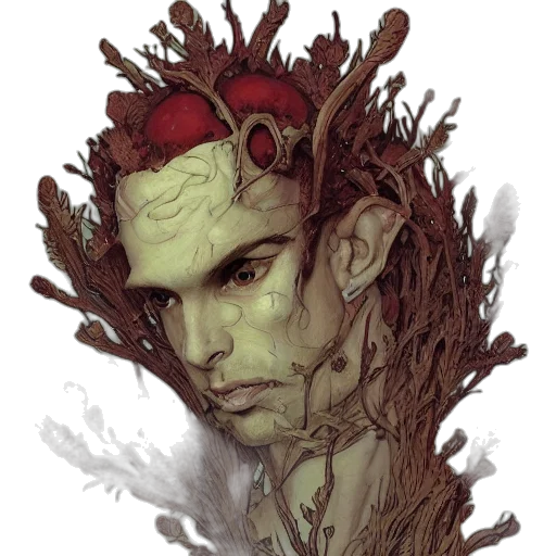 face, creature, crown, fantasy art transparent PNG cut-out