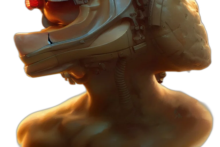 robot, face, mask, creature, concept art, cyberpunk, 3d render, photorealistic transparent PNG cut-out