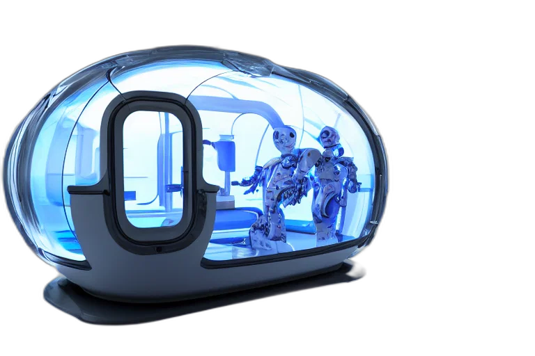 robot, concept art, 3d render, cyberpunk transparent PNG cut-out