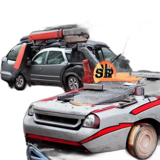 car, 3d render, guns, swords transparent PNG cut-out