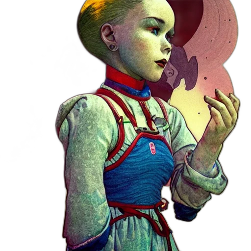staff, dress, face, robot transparent PNG cut-out