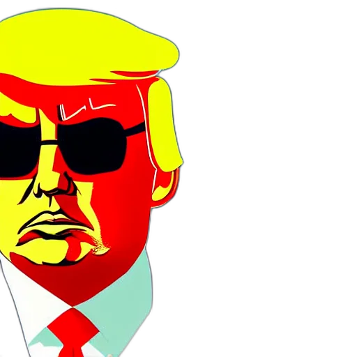 mask, cartoon, vaporwave, concept art, comic book art, portrait, donald, trump transparent PNG cut-out
