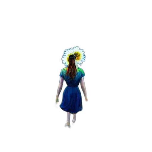 dress, umbrella, flower, staff transparent PNG cut-out