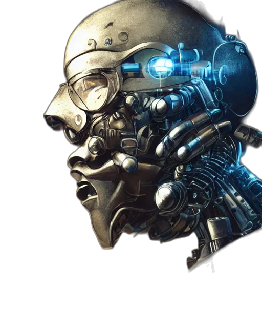 robot, face, mask, cyberpunk transparent PNG cut-out