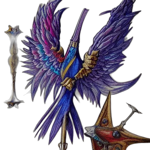 sword, staff, weapon, dragon, concept art, fantasy art, pixel art, watercolor transparent PNG cut-out