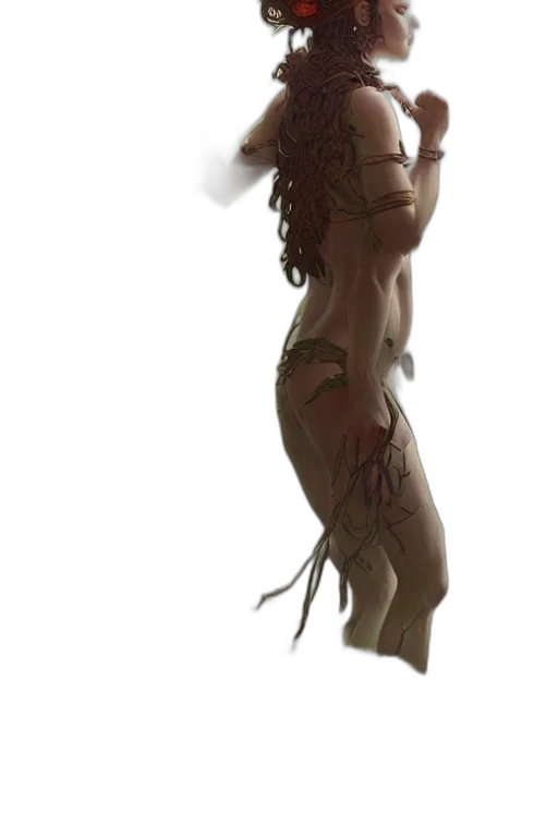 dress, creature, hair, staff, concept art, fantasy art, photorealistic, 3d render transparent PNG cut-out