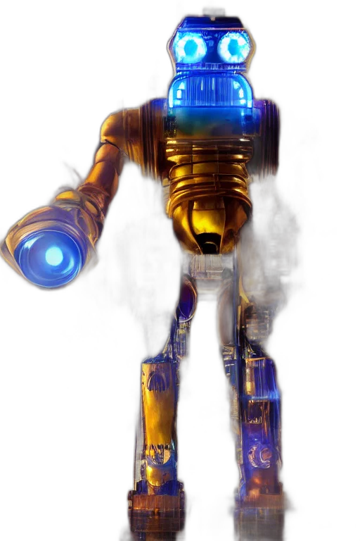 robot, staff, weapon, concept art, 3d render, fantasy art, cyberpunk, outer space transparent PNG cut-out