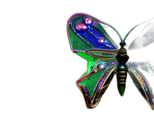 jewelry, 3d render, futuristic, mechanical, butterfly, intricate, complex, circuitry transparent PNG cut-out