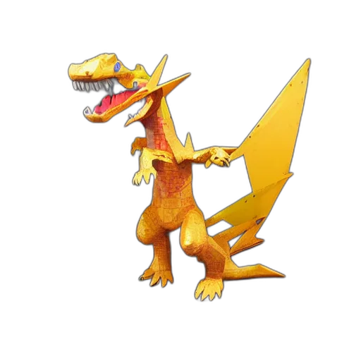 dragon, animal, creature, staff, concept art, 3d render, pixel art, fantasy art transparent PNG cut-out