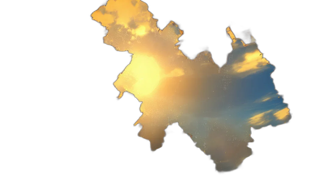 crown, 3d render, photorealistic, concept art, outer space, sunset, fire, golden transparent PNG cut-out