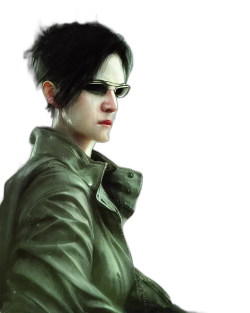 jacket, photorealistic, concept art, cyberpunk, oil painting, green, red, pastel transparent PNG cut-out