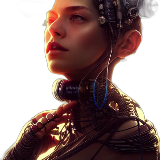 robot, face, cyberpunk, concept art transparent PNG cut-out