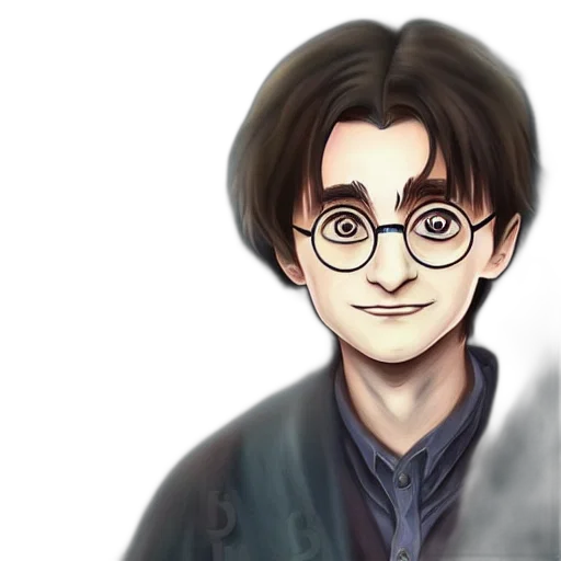 photorealistic, fantasy art, watercolor, cartoon, dark, portrait, harry, potter transparent PNG cut-out