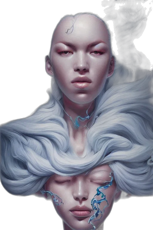 face, fantasy art, concept art, photorealistic, comic book art, blue, pastel, monochrome transparent PNG cut-out