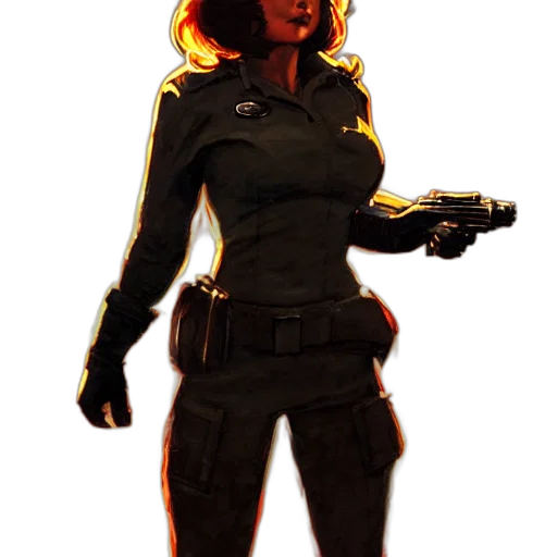 weapon, jacket, staff, comic book art, concept art, pixel art, cyberpunk, dark transparent PNG cut-out