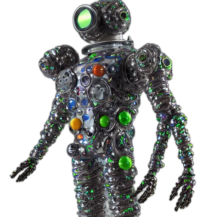 robot, jewelry, staff, jacket transparent PNG cut-out